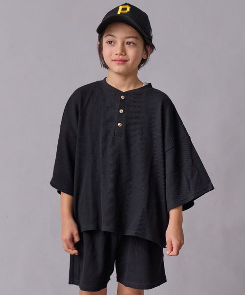 페어마논 키즈 셋업 일본 PAIR MANON 헨리넥 티셔츠 반바지 세트 4컬러