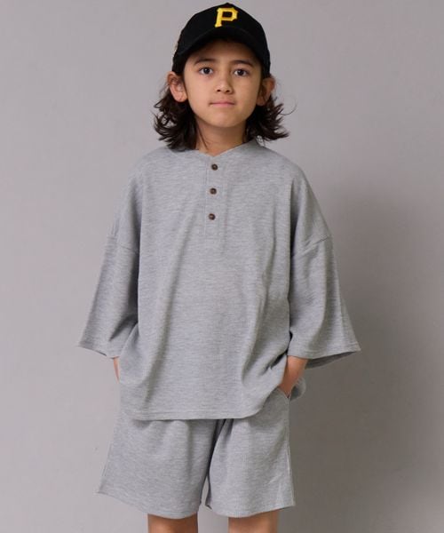 페어마논 키즈 셋업 일본 PAIR MANON 헨리넥 티셔츠 반바지 세트 4컬러