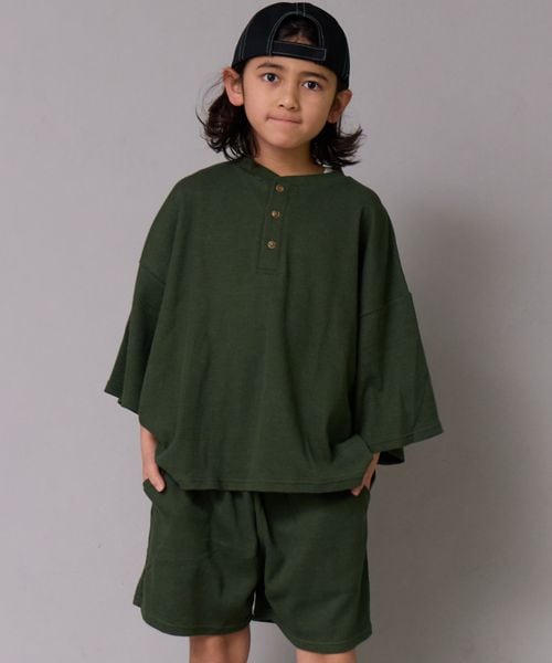 페어마논 키즈 셋업 일본 PAIR MANON 헨리넥 티셔츠 반바지 세트 4컬러