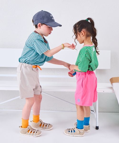 페어마논 키즈 바지 일본 PAIRMANON 반바지 로고 무지 하프 팬츠 5컬러
