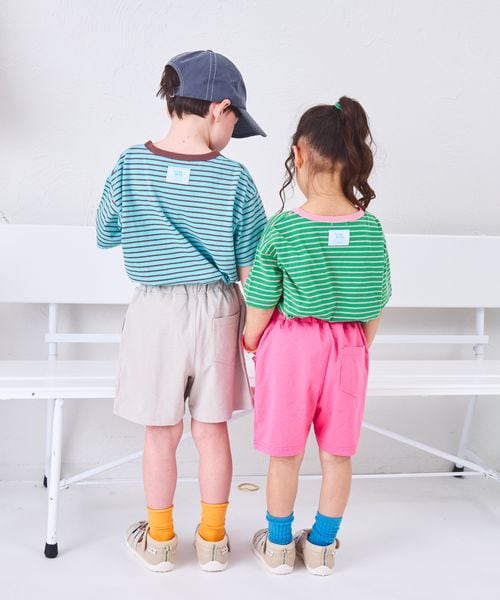 페어마논 키즈 바지 일본 PAIRMANON 반바지 로고 무지 하프 팬츠 5컬러