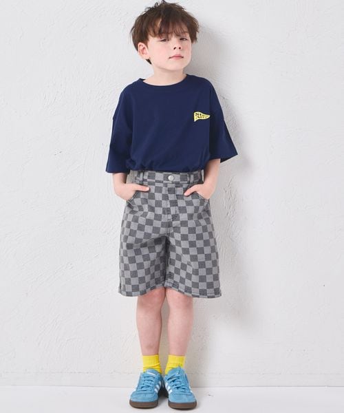 페어마논 키즈 바지 일본 PAIRMANON 반바지 체커 데님 하프 팬츠 2컬러