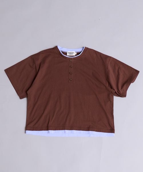 페어마논 반팔 일본 아동복 헨리넥 레이어드풍 티셔츠 4컬러