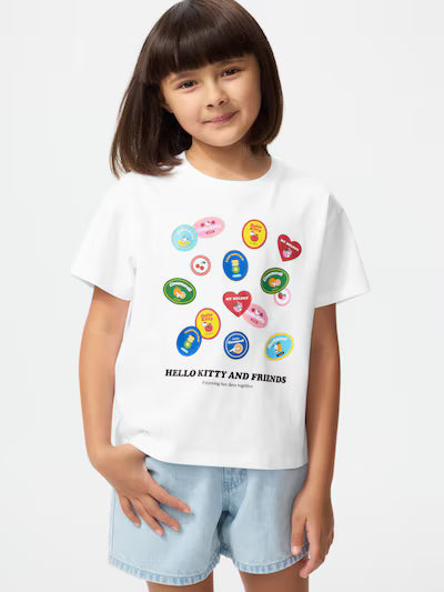 유니클로 키즈 티셔츠 일본 반팔티 UT 산리오 걸스 캐릭터 후르츠 모티브 483349