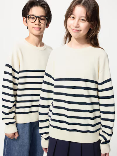 유니클로 키즈 티셔츠 일본 긴팔티 워셔블 밀라노 리브 스웨터 3컬러