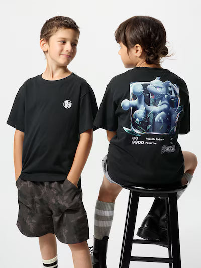 유니클로 키즈 티셔츠 일본 포켓몬 UT 뮤츠 반팔티 479901 블랙