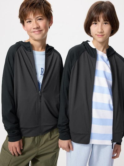 유니클로 키즈 자켓 일본 바람막이 에어리즘 UV 컷 짚업 후드 2컬러 483717