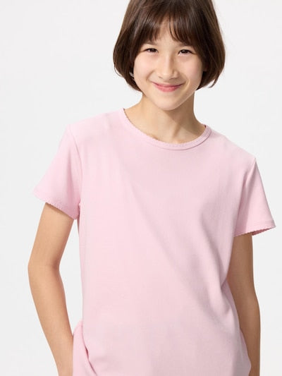 유니클로 키즈 티셔츠 일본 반팔티 걸스 리브 무지 디자인 2컬러 483348