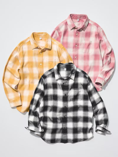 유니클로 키즈 셔츠 일본 플란넬 체크 긴팔 남방 478132 3컬러