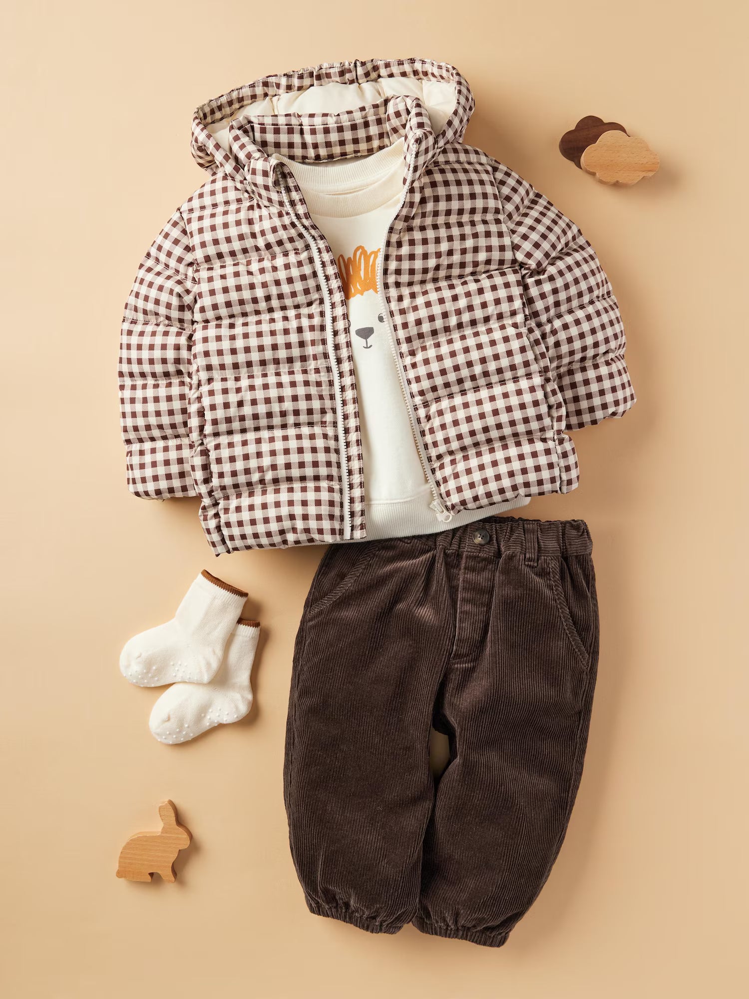 일본 유니클로 베이비 패딩 체크 퍼프텍 워셔블 파카 2컬러