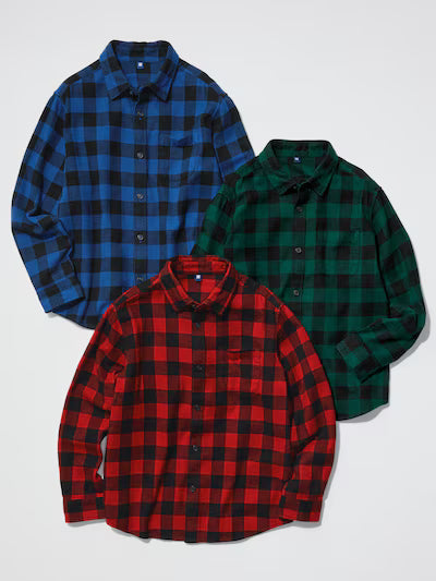 유니클로 키즈 셔츠 일본 플란넬 체크 긴팔 남방 482995 3컬러