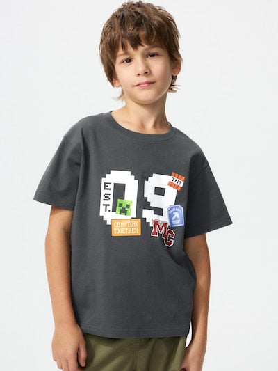 Uniqlo Kids T-shirt Japanese Short Sleeve UT Popmart Girls UT Gray 