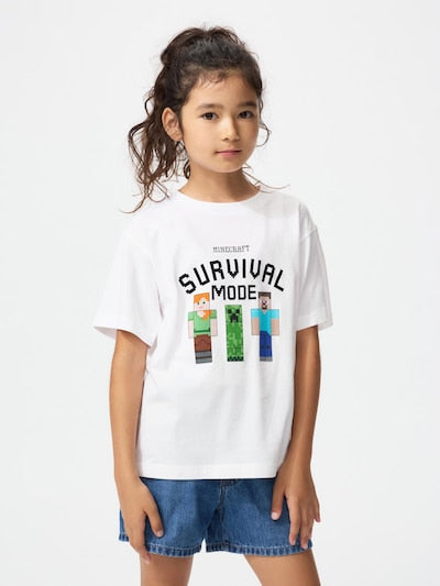 Uniqlo Kids T-shirt Japanese Short Sleeve UT Popmart Girls UT Gray 