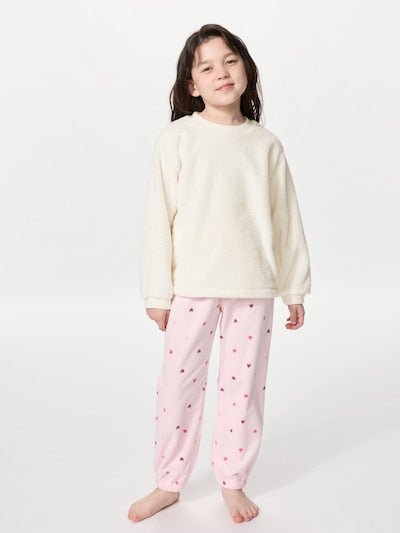 유니클로 키즈 잠옷 일본 UNIQLO 아동복 걸스 보아 긴팔 파자마 세트 2컬러 485418