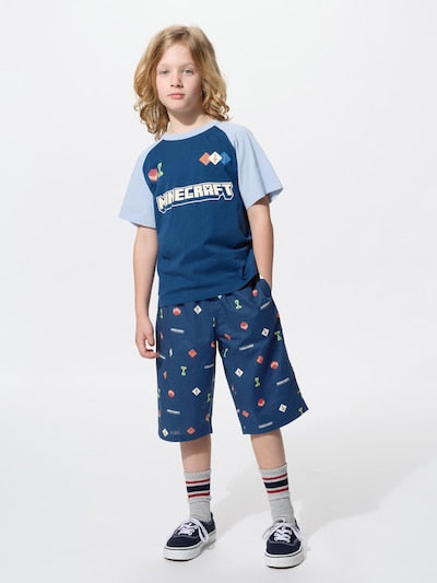유니클로 바지 일본 UNIQLO 마인크래프트 코튼 스테테코 487660 블루