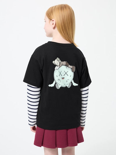 เสื้อยืดสเวตเชิ้ตพิมพ์ลายลับ Uniqlo Kids แขนยาว ลาย Mario Kart World (ญี่ปุ่น) 491378