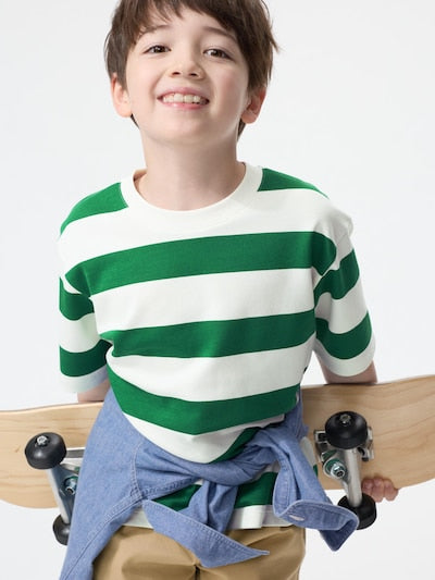 Uniqlo Kids' T-shirt, Japanese long-sleeved T-shirt, washable Milano rib sweater, 3 colors 