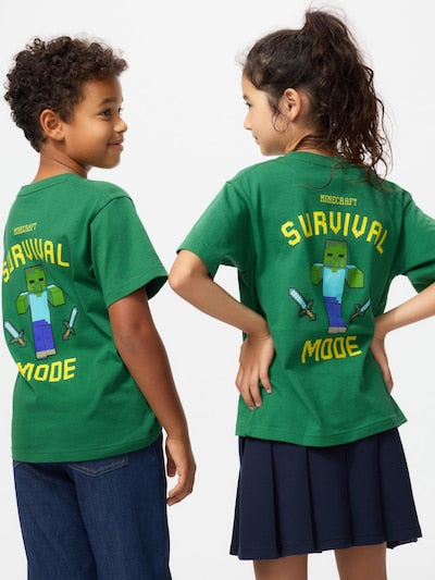 Uniqlo Kids T-shirt Japanese Short Sleeve UT Popmart Girls UT Gray 