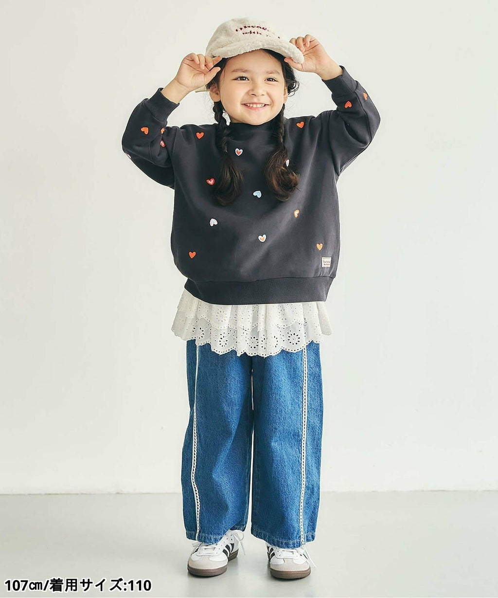 아프레 레 쿠르 바지 일본 apres les cours 아동복 라인 레이스 데님 팬츠 2컬러